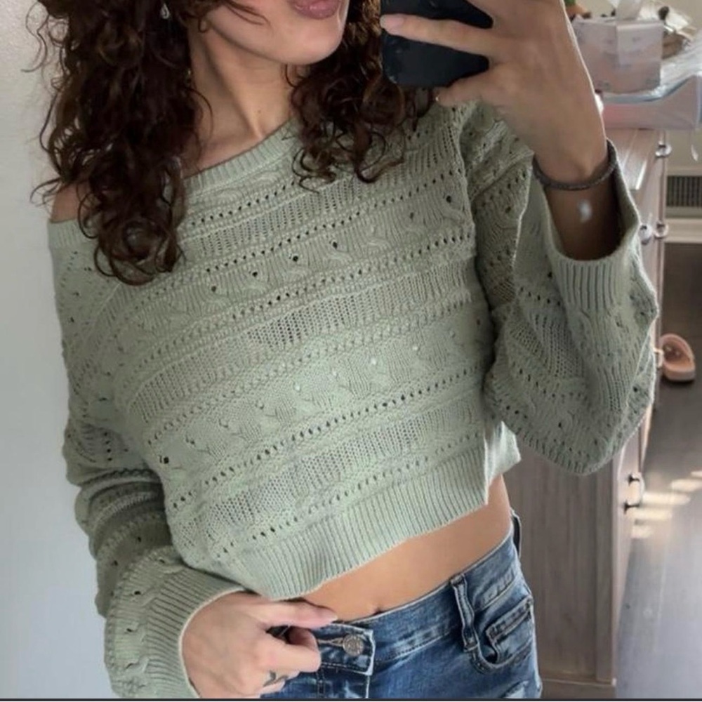 Garage Sage Green Knit Crop Top
